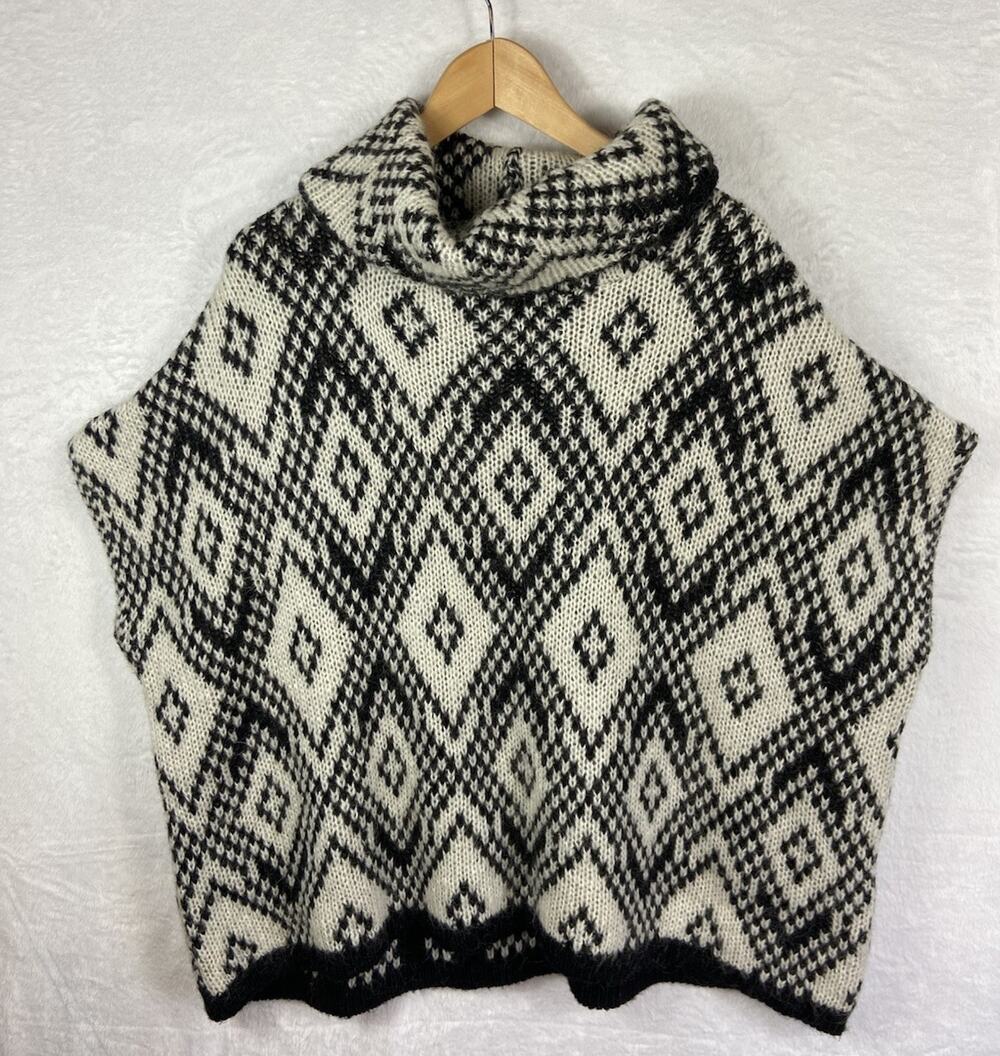Elsamanda Short Sleeve Cowl Neck Sweater Women’s Mohair Alpaca Wool Acrylic M